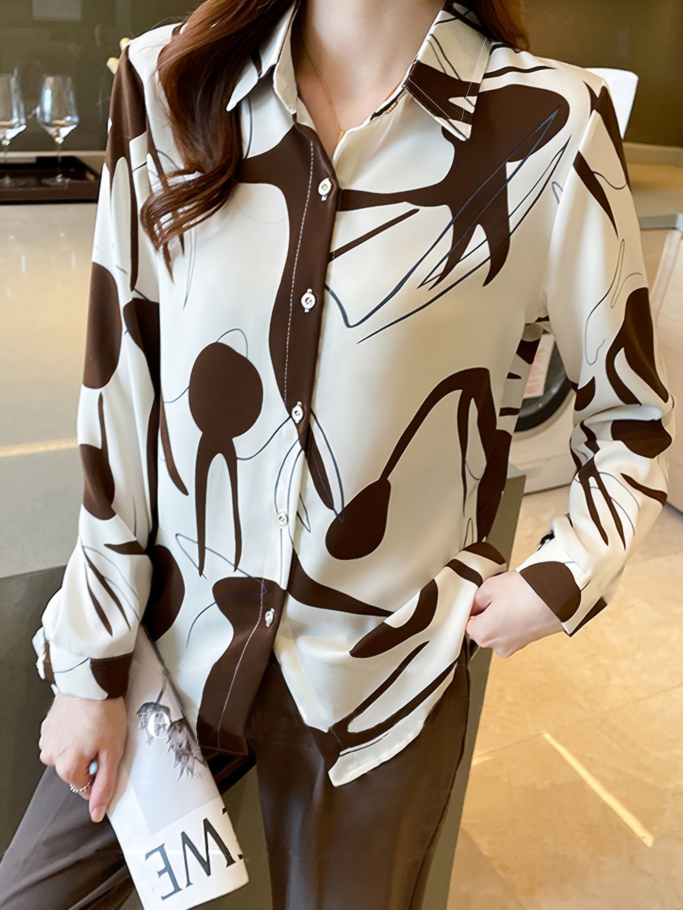 WesternStitch Abstract Art Brown Print Shirt WesternStitch