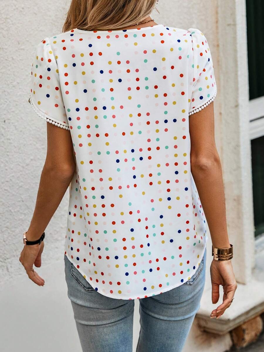 WesternStitch Polka Dot Petal Sleeve Top WesternStitch