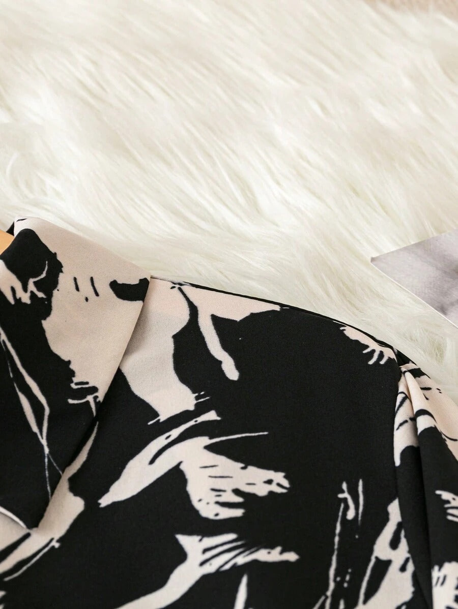 WesternStitch Graphic Print Roll Tab Sleeve Shirt Dress WesternStitch