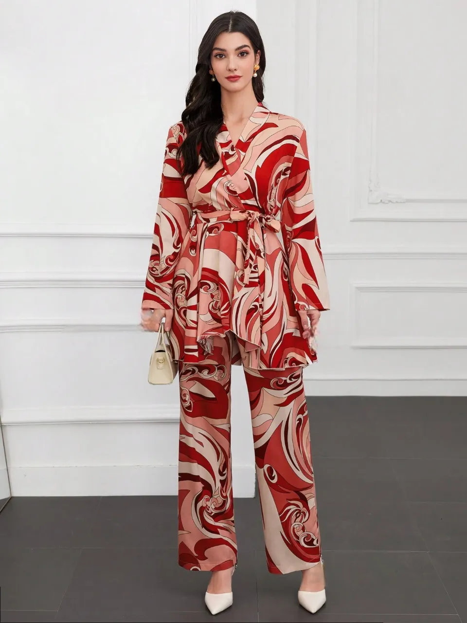 WesternStitch Cotton Floral Printed Shirt Collar Tunic with Trousers Co-Ord Set/Cotton Cord Set for Women WesternStitch