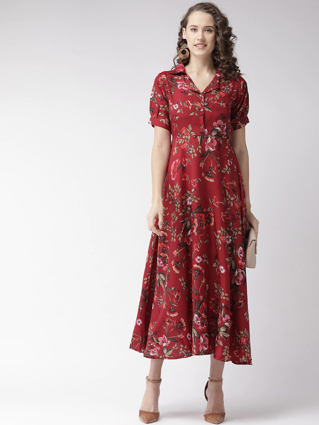 WesternStitch Crepe Floral Printed Full Length Fit & Flared Western Maxi Dress WesternStitch