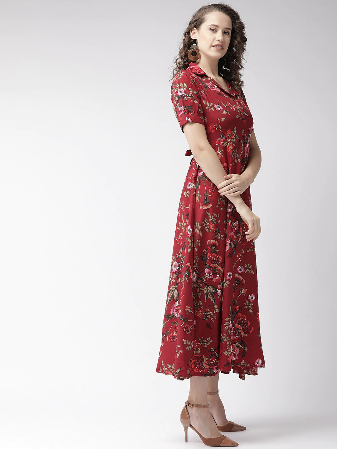 WesternStitch Crepe Floral Printed Full Length Fit & Flared Western Maxi Dress WesternStitch