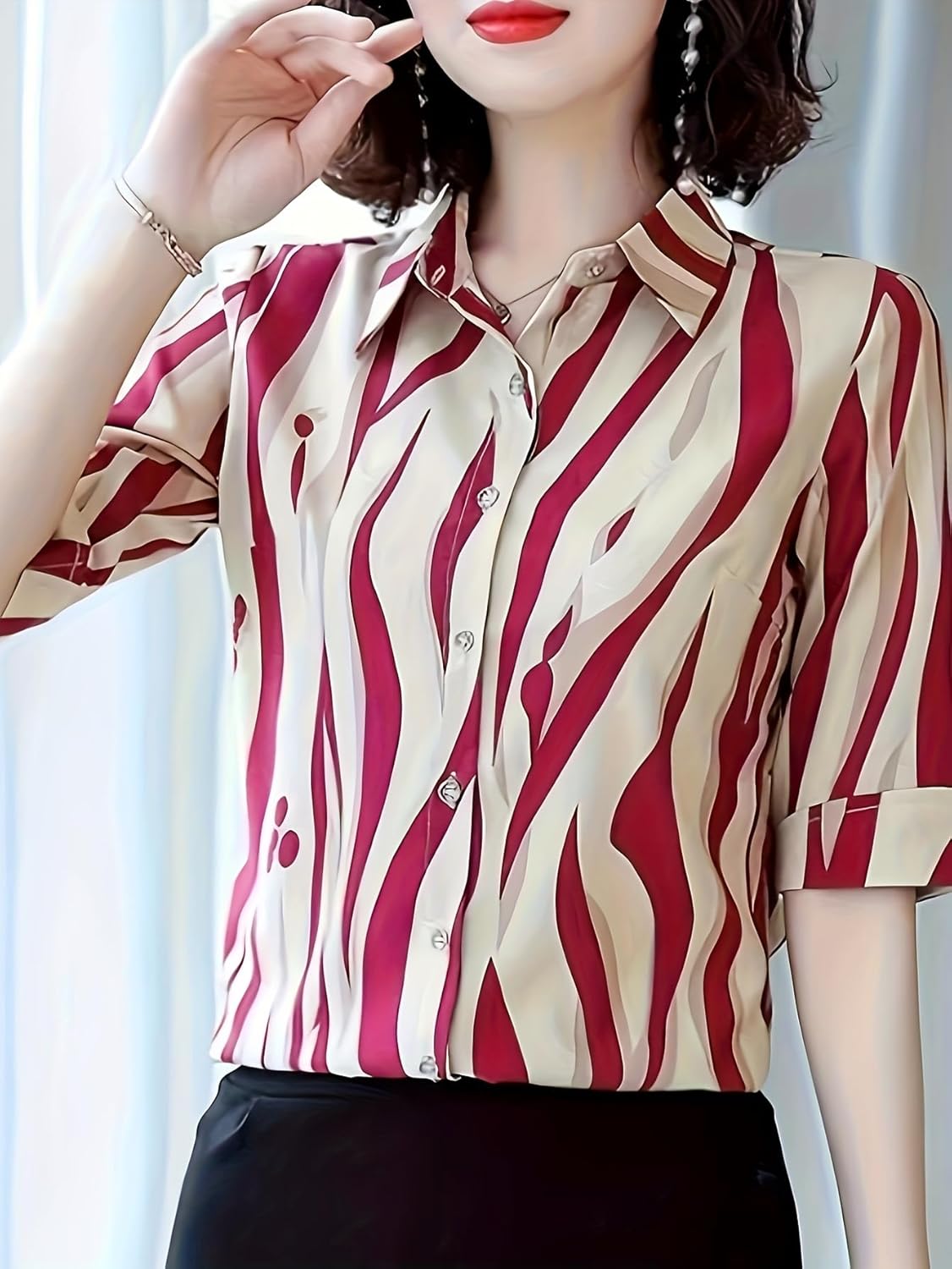 Designer Women's Printed Rayon Shirt Top WesternStitch