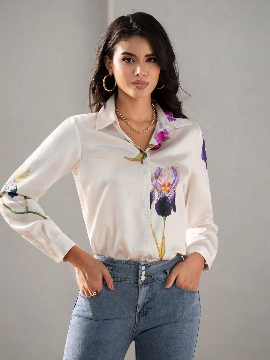 WesternStitch Floral Print Twist Front Shirt WesternStitch