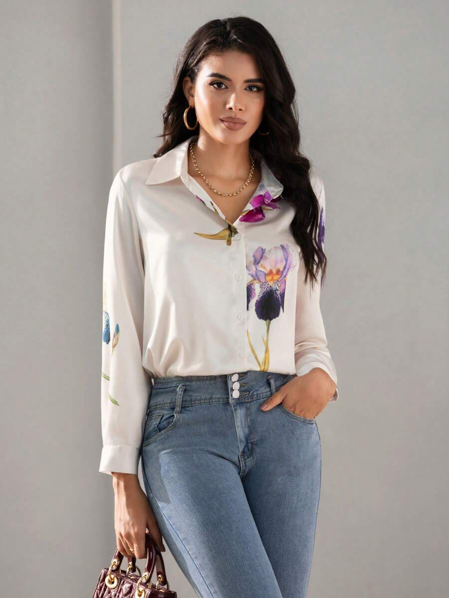 WesternStitch Floral Print Twist Front Shirt WesternStitch