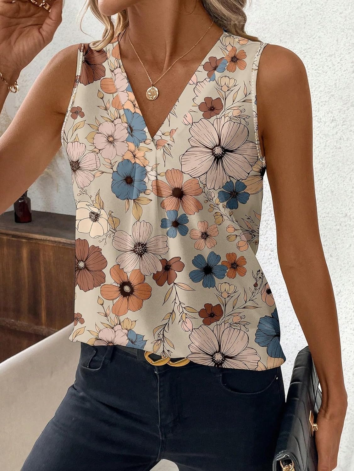 Printed Rayon Sleeveless Top for Women WesternStitch