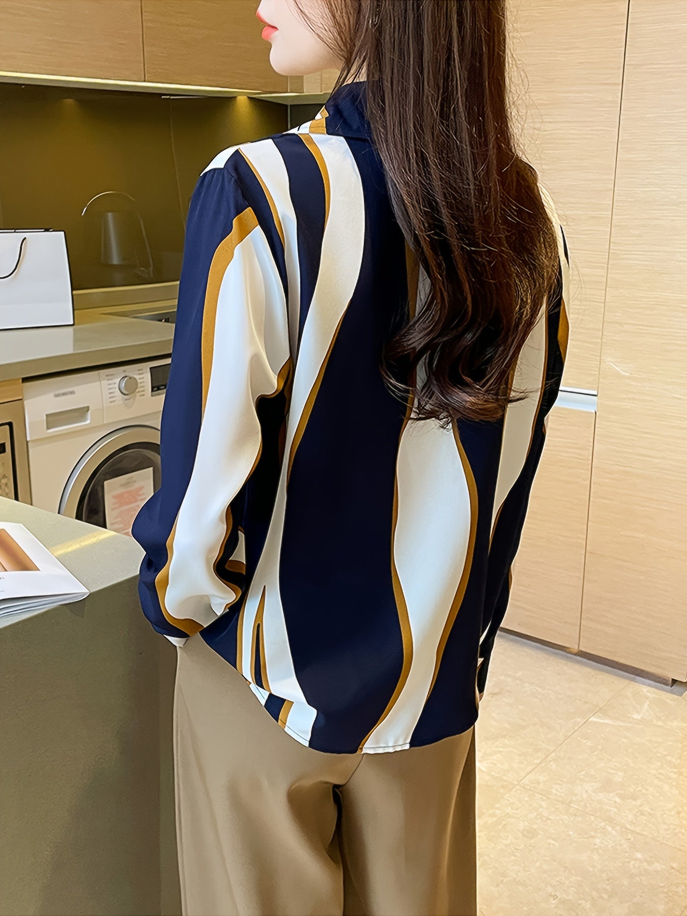 Elegant Striped Button-Down Shirt for Women WesternStitch